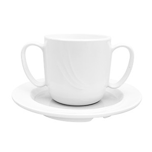 First Design Global Generation Melamine White Coffee Cup with Double Handles